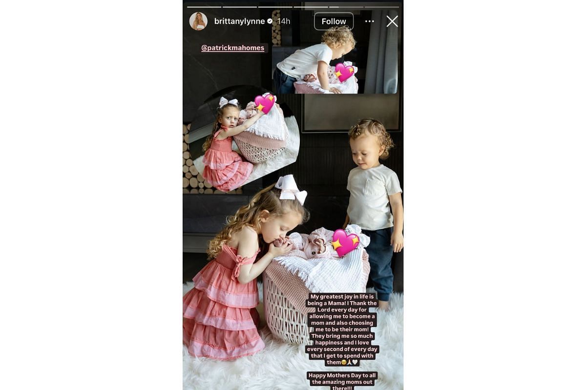 Patrick Mahomes' wife Brittany captures her two toddlers stepping into big-sibling role in adorable new portrait, Instagram